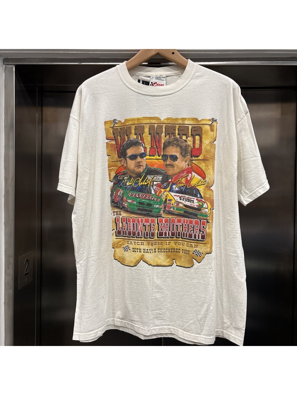 Vintage 1999 Y2K Wanted Labonté Brothers NASCAR Racing T-Shirt Sz L